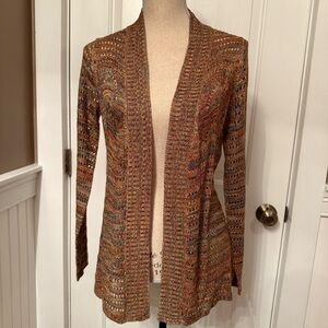 BELLDINI SWEATER CARDIGAN NEW UNWORN LONG SLEEVE BLUE ORANGE MARLED MULTI SIZE S